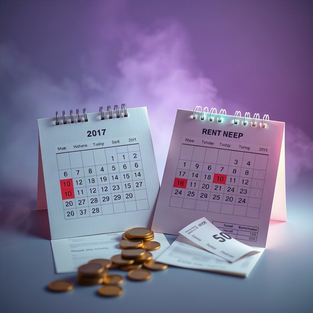 Calendar and receipt budgeting scene
