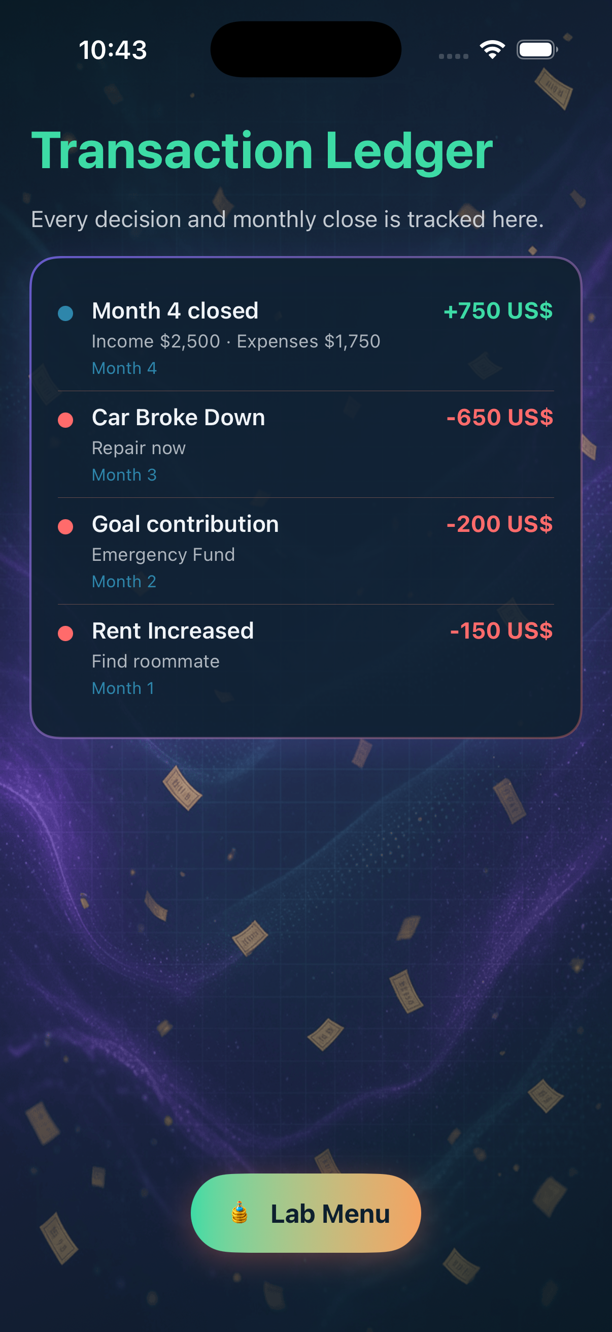 Ledger screen